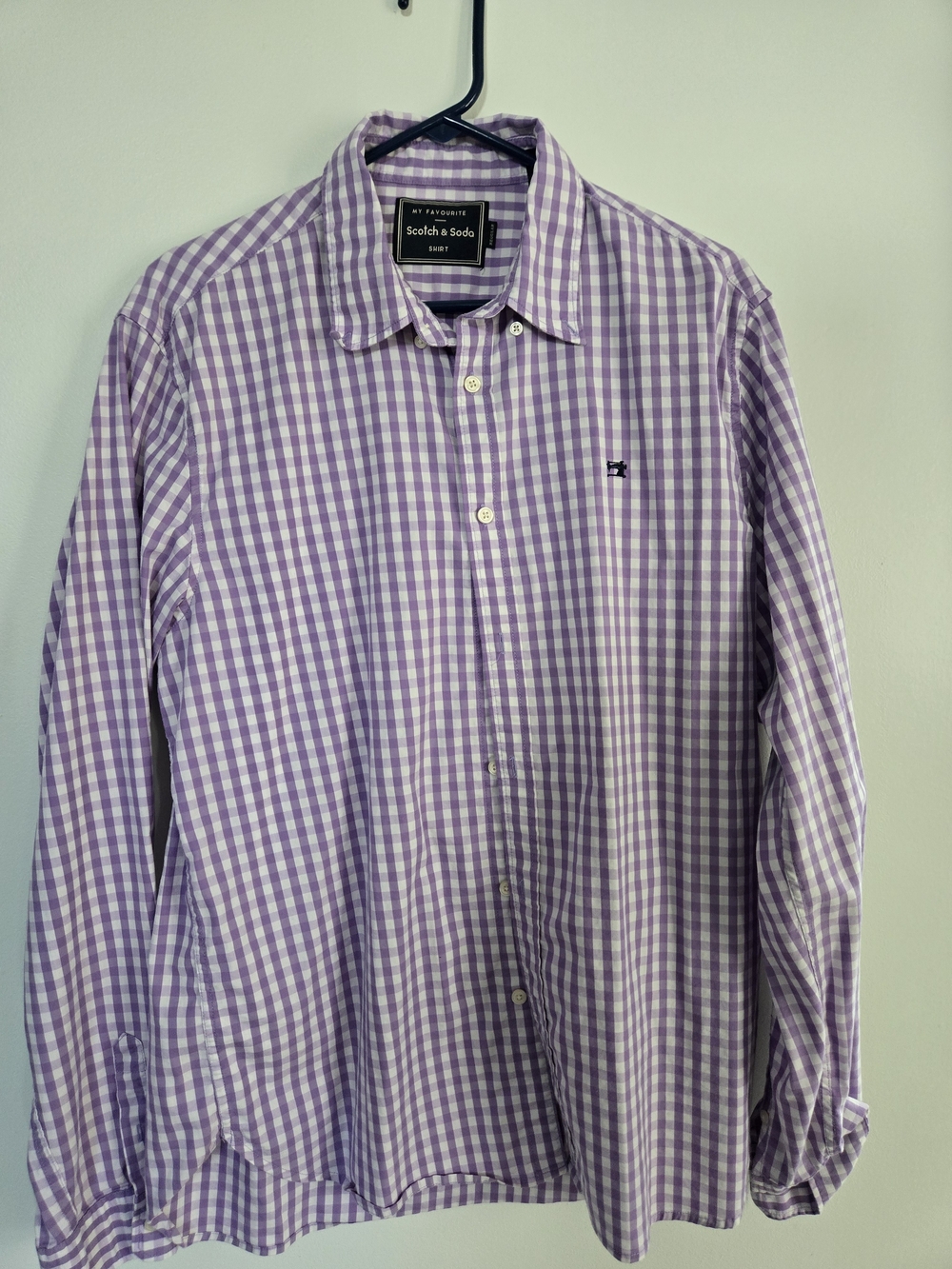 Scotch & Soda Lavender Gingham Long-Sleeve Button Shirt